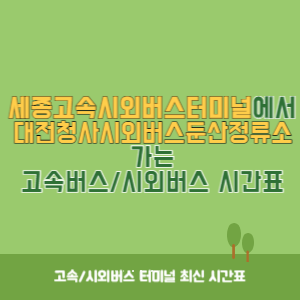 세종고속시외버스터미널에서 대전청사시외버스둔산정류소 가는 고속버스_시외버스 시간표