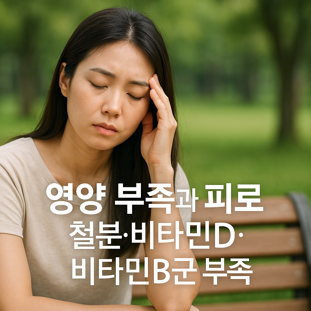 영양부족과 피로 철분 비타민D 비타민B군 부족, 실사형 이미지