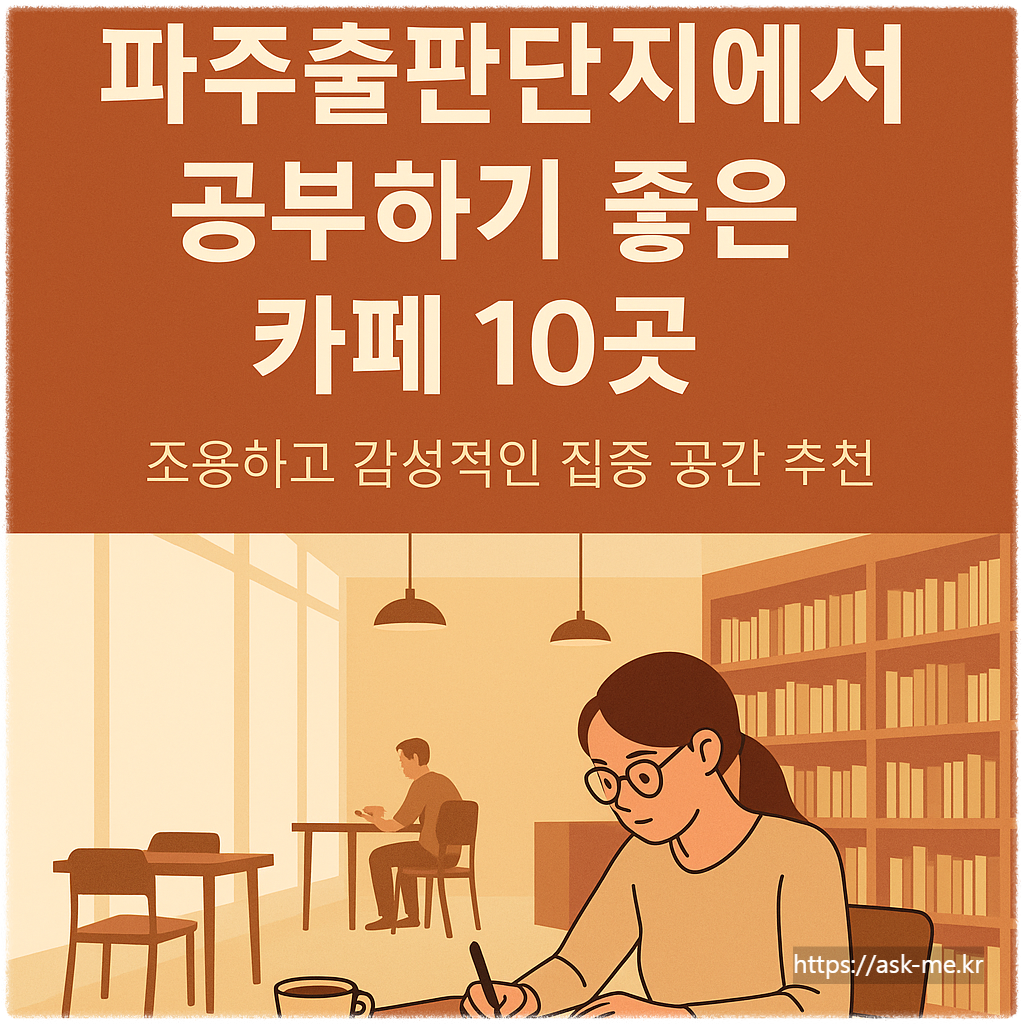 파주출판단지에서 공부하기 좋은 카페 10곳 – 조용하고 감성적인 집중 공간 추천