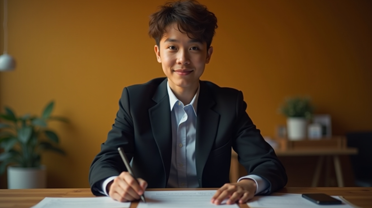 면접준비를 위해 트레이닝하는 모습