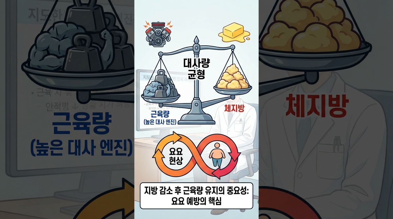 저칼로리 식단 시 기초대사량이 급락하여 요요가 오는 원리를 설명하는 인포그래픽