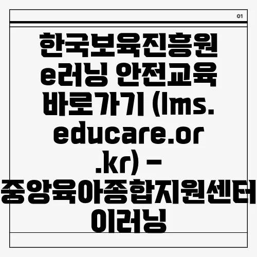 한국보육진흥원 e러닝 안전교육 바로가기 (lms.educare.or.kr) – 중앙육아종합지원센터 이러닝