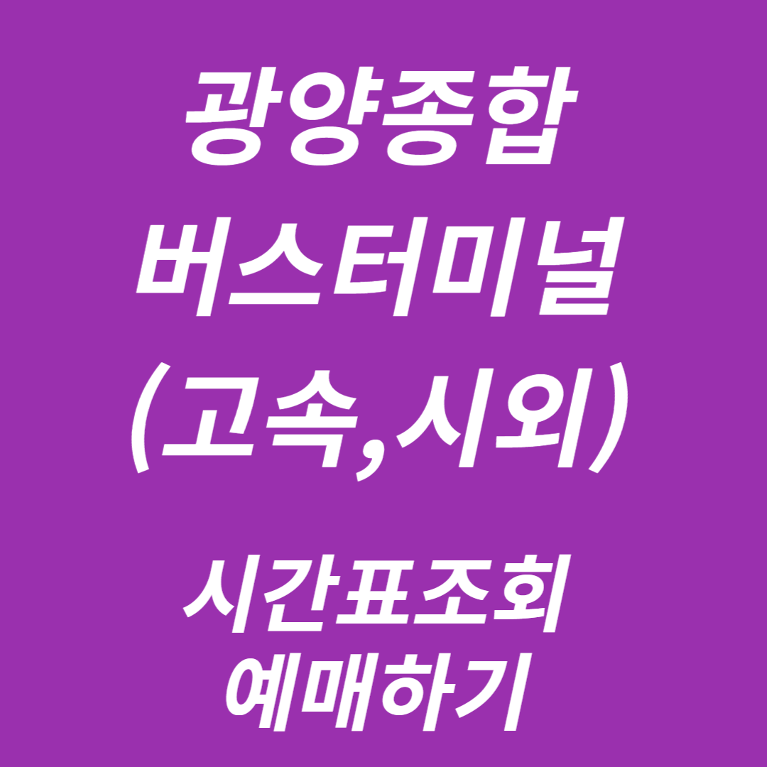 광양종합버스터미널 시간표 조회, 예매