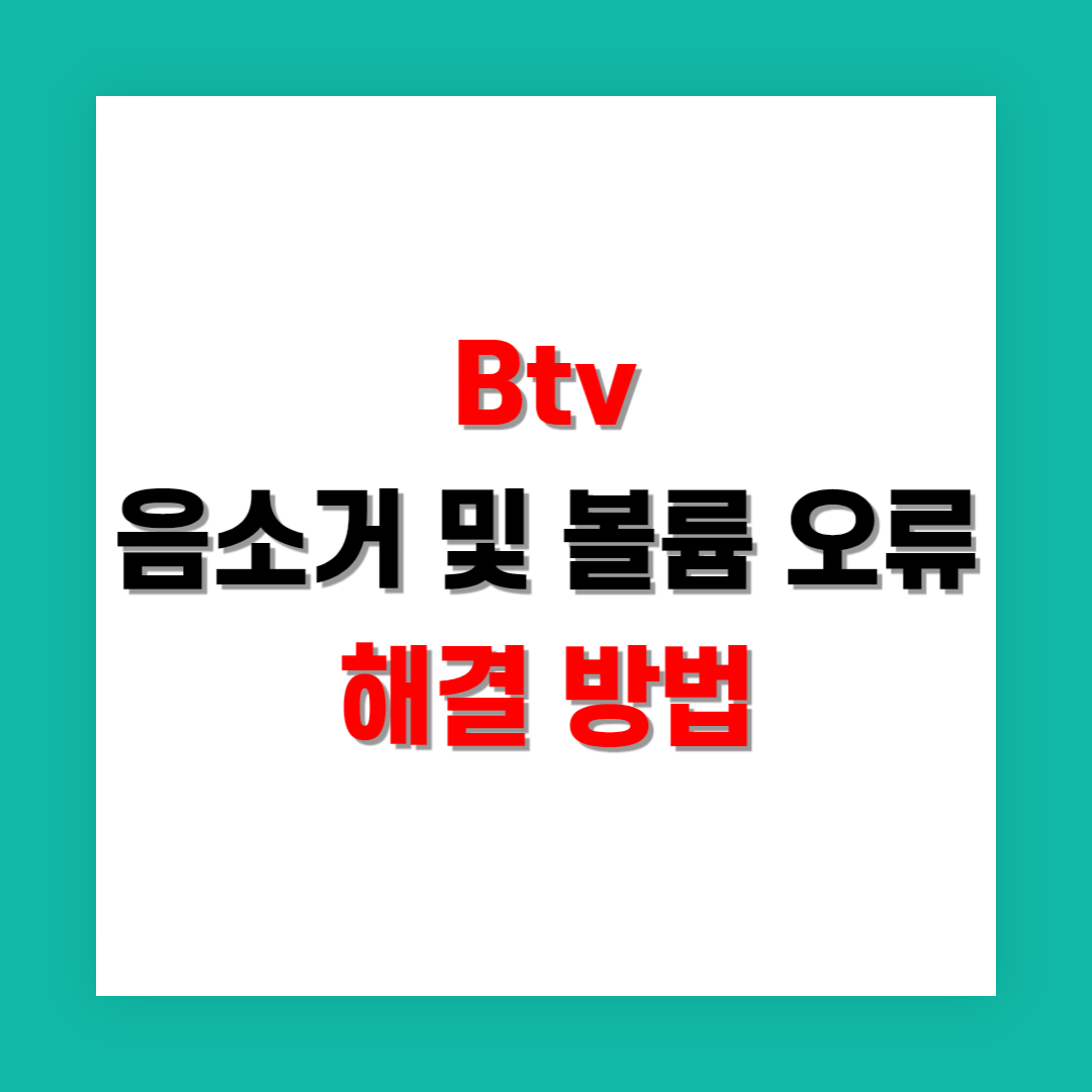 Btv 소리 음소거 및 볼륨 오류 해결 방법 정리