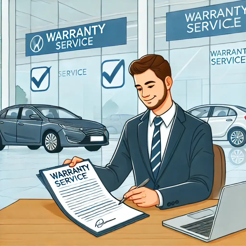 수입차 보증 서비스 서류를 확인하는 남자의 꼼꼼한 모습.