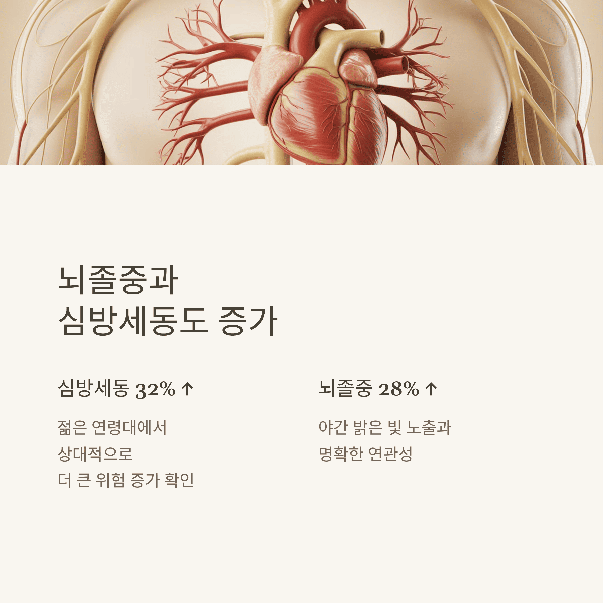 야간 조명 노출이 심혈관 위험을 높인다는 대규모 연구