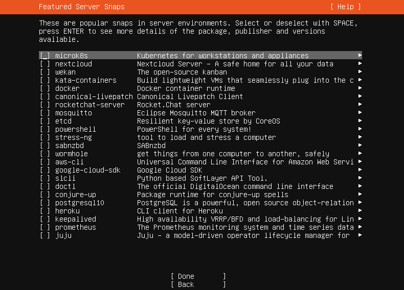 설치할 패키지 선택