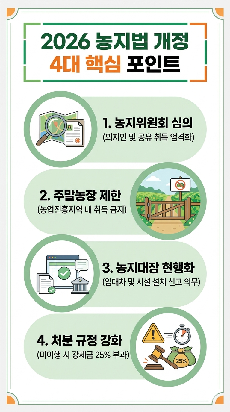 2026년 농지법 개정 핵심 포인트 인포그래픽