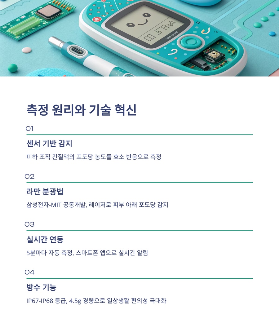 무채혈 혈당측정기의 측정 원리와 기술적 혁신 설명 이미지