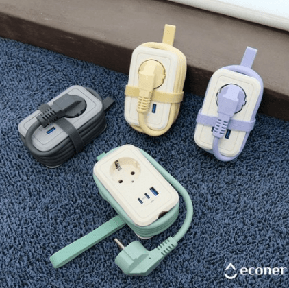 휴대용 멀티탭 USB-PD 20W 고속충전 여행용 리드선 고용량 4000W + 충전케이블