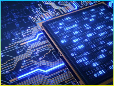 이진 숫자와 청사진 CPU 이미지