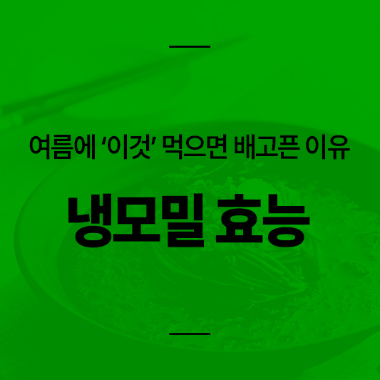 냉모밀 먹어도 배고픈 이유