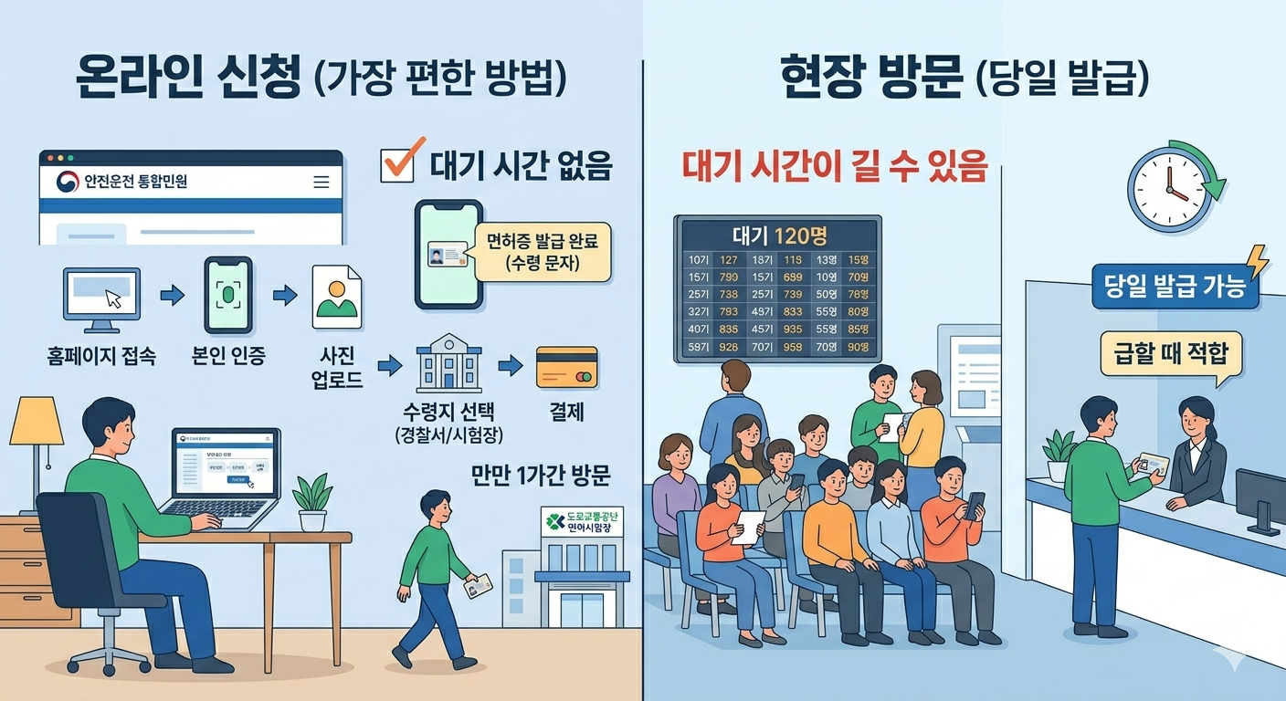온라인신청과 오프라인 신청