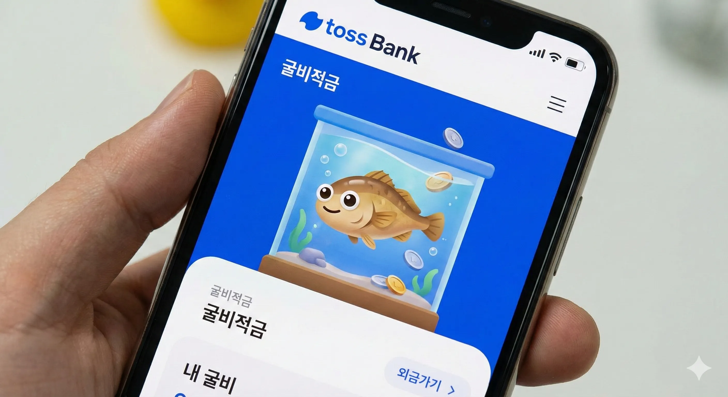 토스뱅크 앱에서 굴비적금 상품을 확인하는 스마트폰 화면