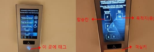 호텔 엘레베이터 탑승 방법 사진