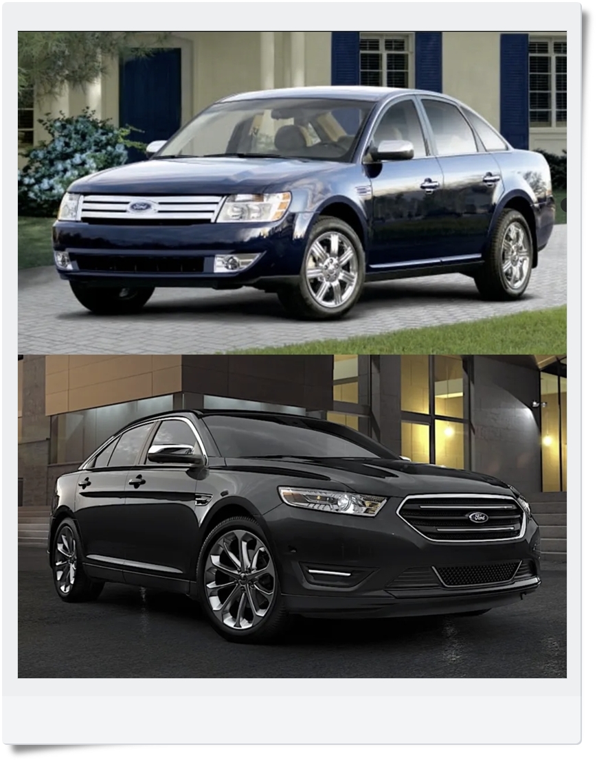 5세대와 6세대 토러스의 전면부 그릴 차이를 보여주는 비교 사진