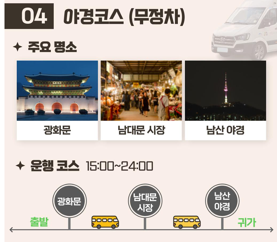 서울시티투어 야경 남산타워 광화문
