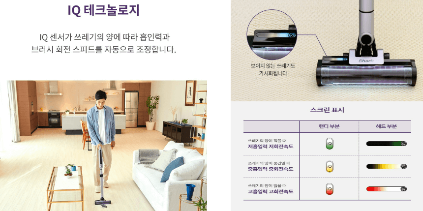 샤크 무선청소기 IQ 기능