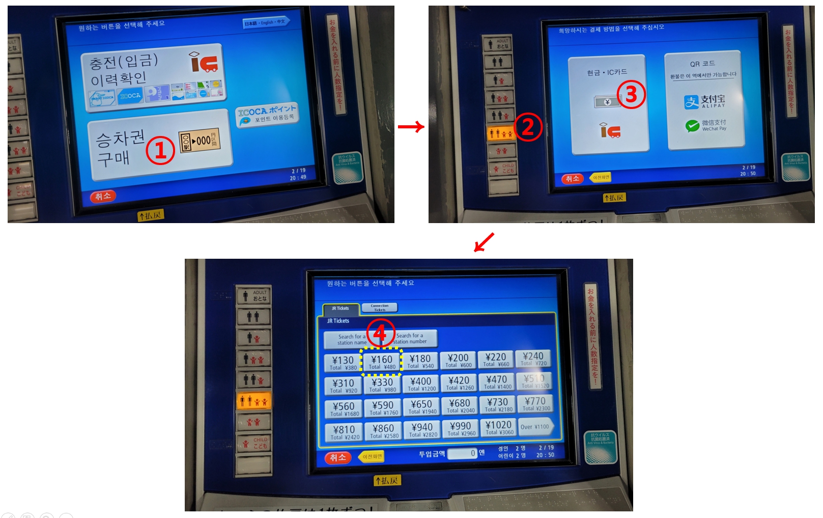 니시쿠조역-티켓자판기-이용방법