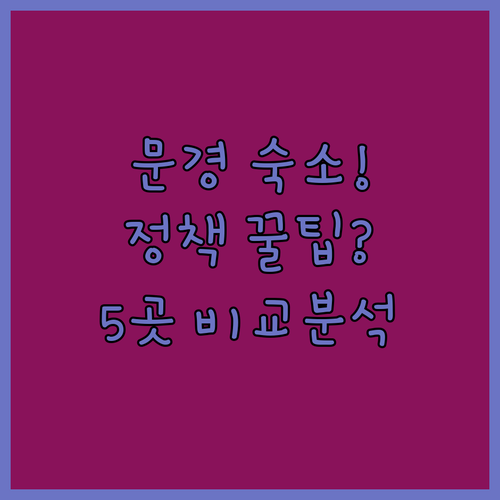 문경 여행 숙소 5곳 비교분석 체크인..