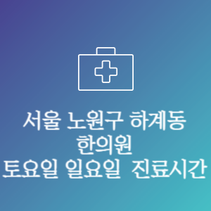 서울 노원구 하계동 한의원 주말 토요일 일요일 문여는 병원 진료시간