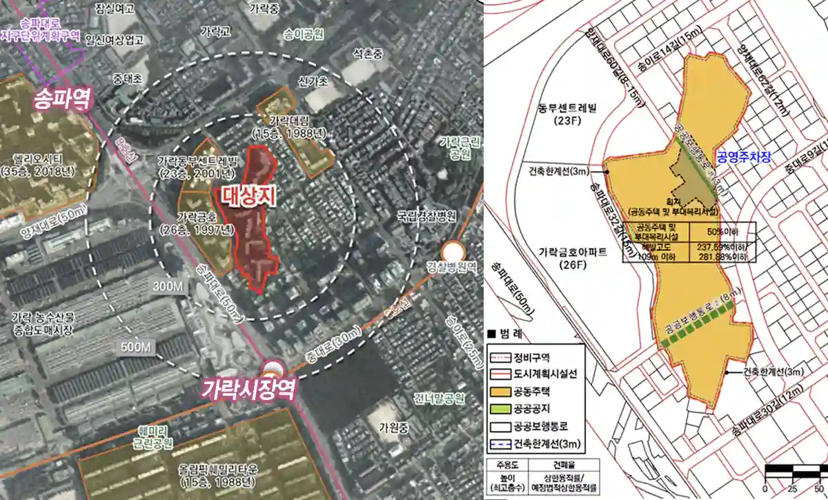가락우성1차아파트-위치-지도-토지이용계획도-가락시장역-송파역