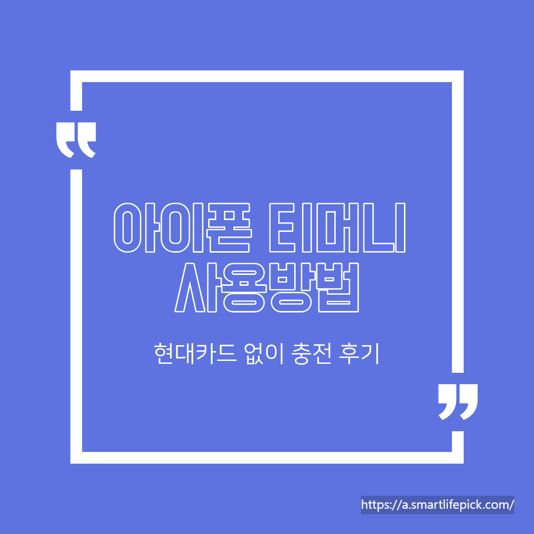 아이폰 티머니 사용법, 현대카드 없이 충전 후기