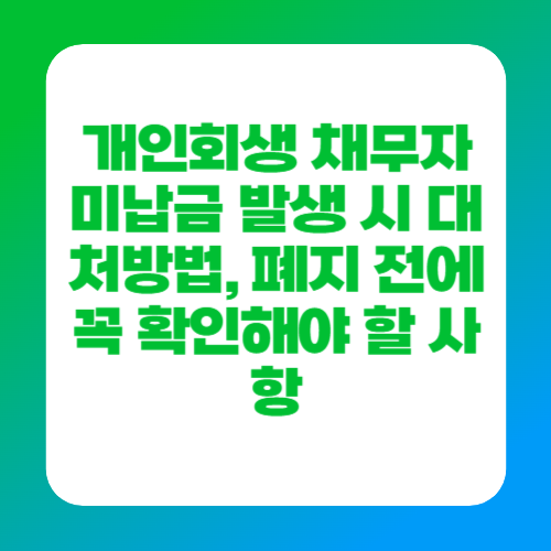 개인회생 채무자 미납금 발생 시 대처방법, 폐지 전에 꼭 확인해야 할 사항