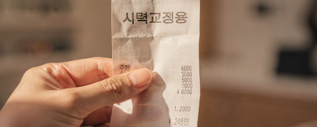 손에 쥔 '시력교정용 영수증' 클로즈업
