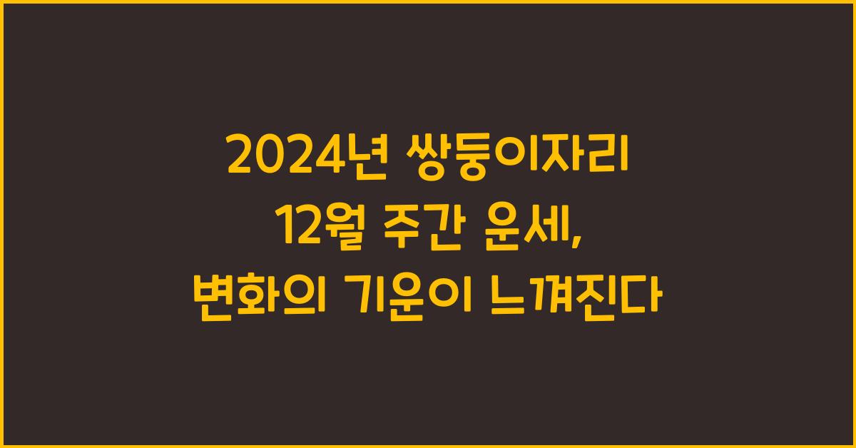 2024년 쌍둥이자리 12월 주간 운세(12/16~12/22)