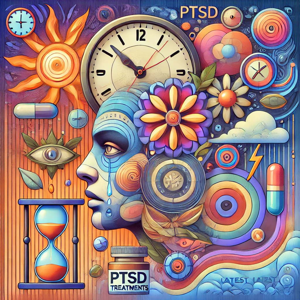 외상 후 스트레스 장애(PTSD)로 힘들어하는 사람을 위한 치료법을 표현한 그림