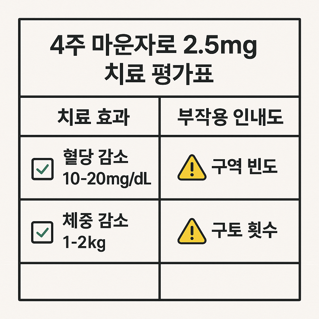 마운자로 2.5mg 4주 치료 효과 및 부작용 체크리스트