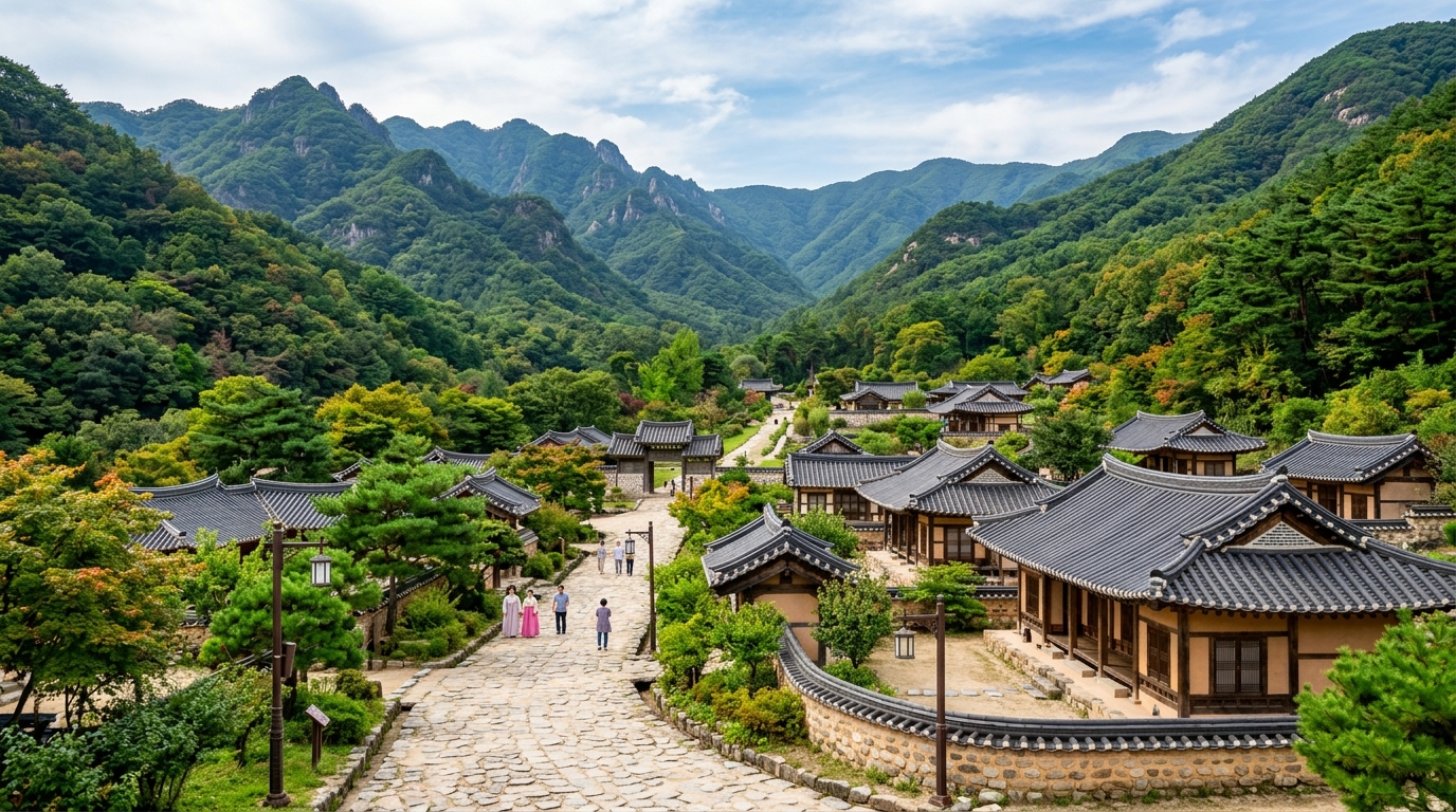 21세기대군부인 주요 촬영지인 문경새재 오픈세트장의 전경