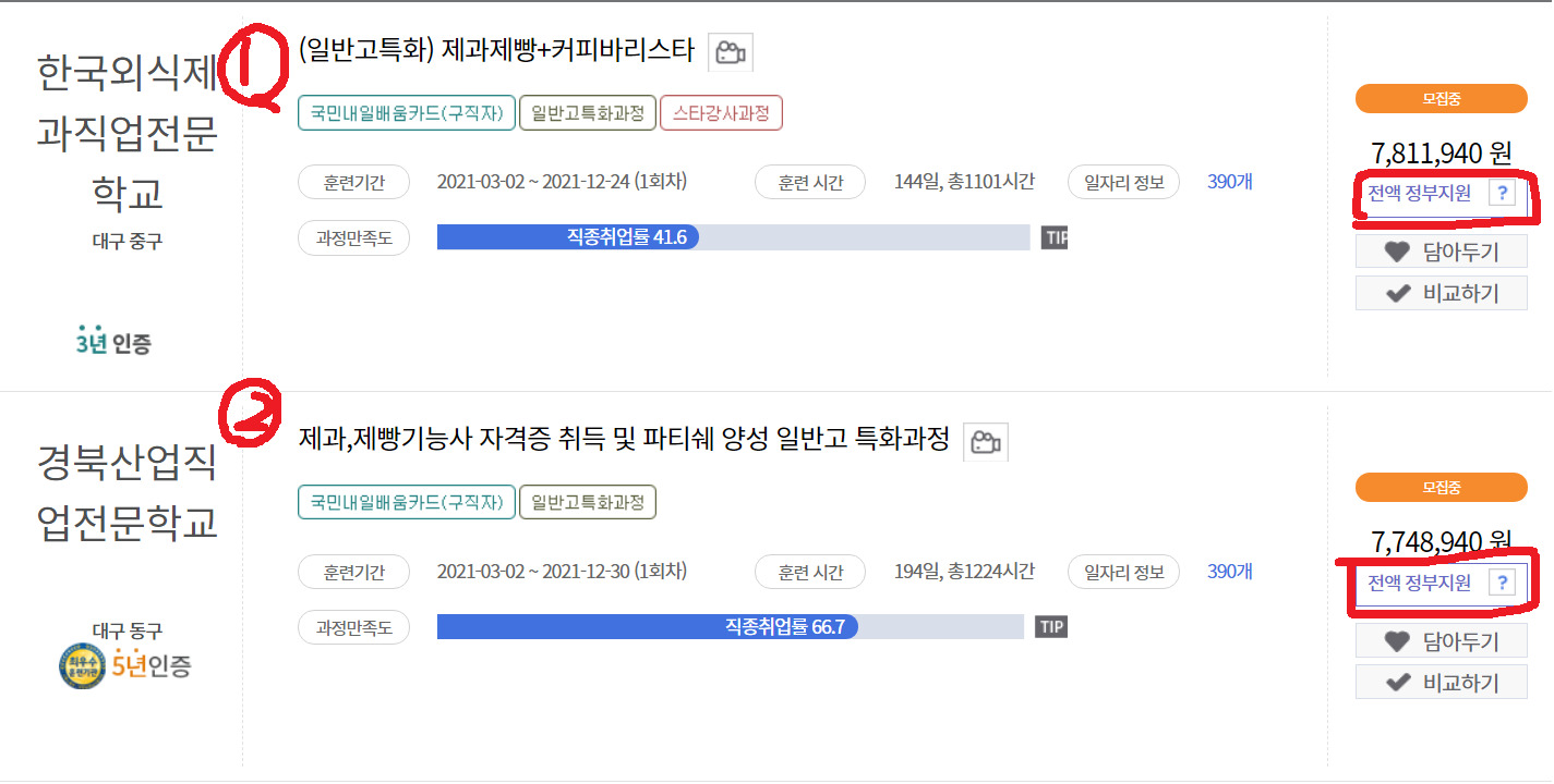 내일배움카드로 배울수 있는 것