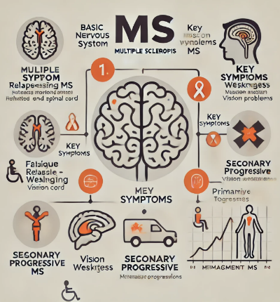 다발성 경화증(MS) 초기 증상과 진행 과정 관련 이미지