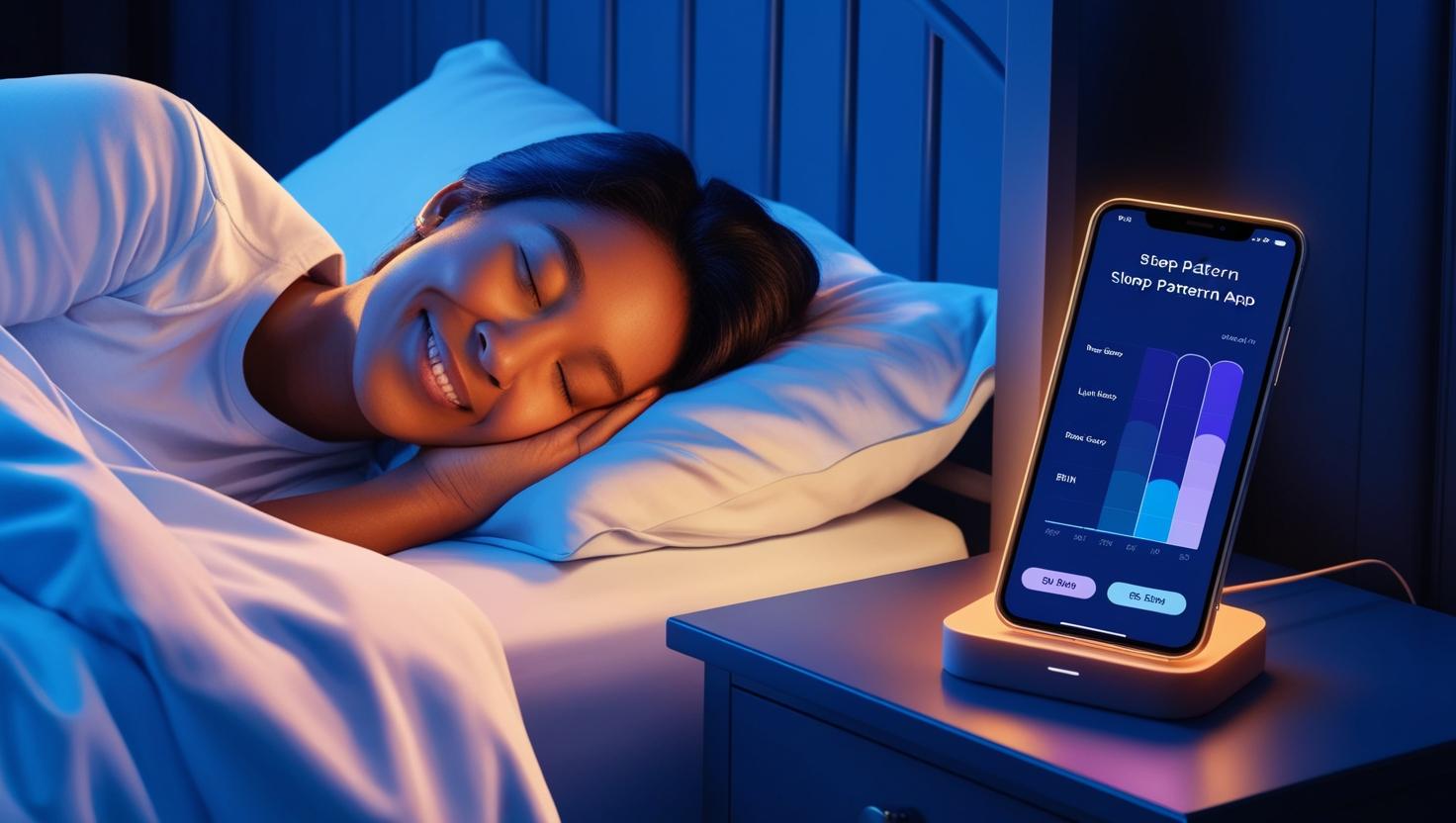 수면앱을 활용하여 만족스럽게 잠에 든 여자의 모습