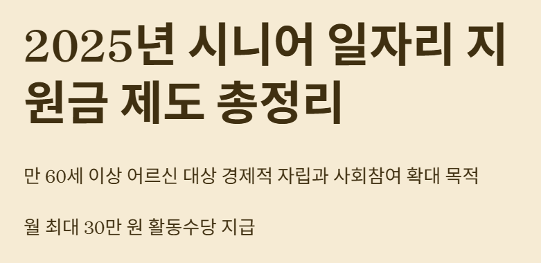 시니어 일자리 지원금