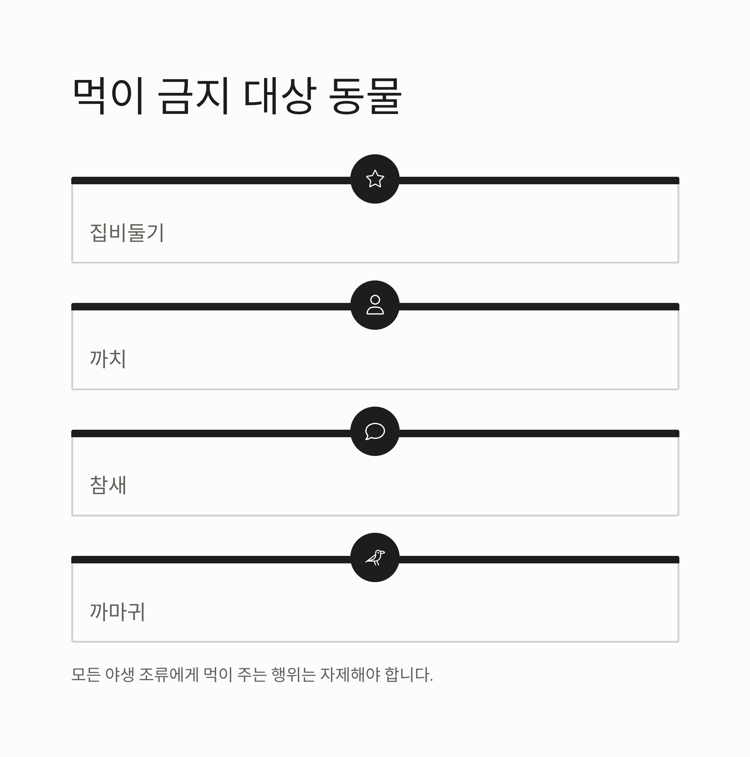 먹이 금지 대상 동물
