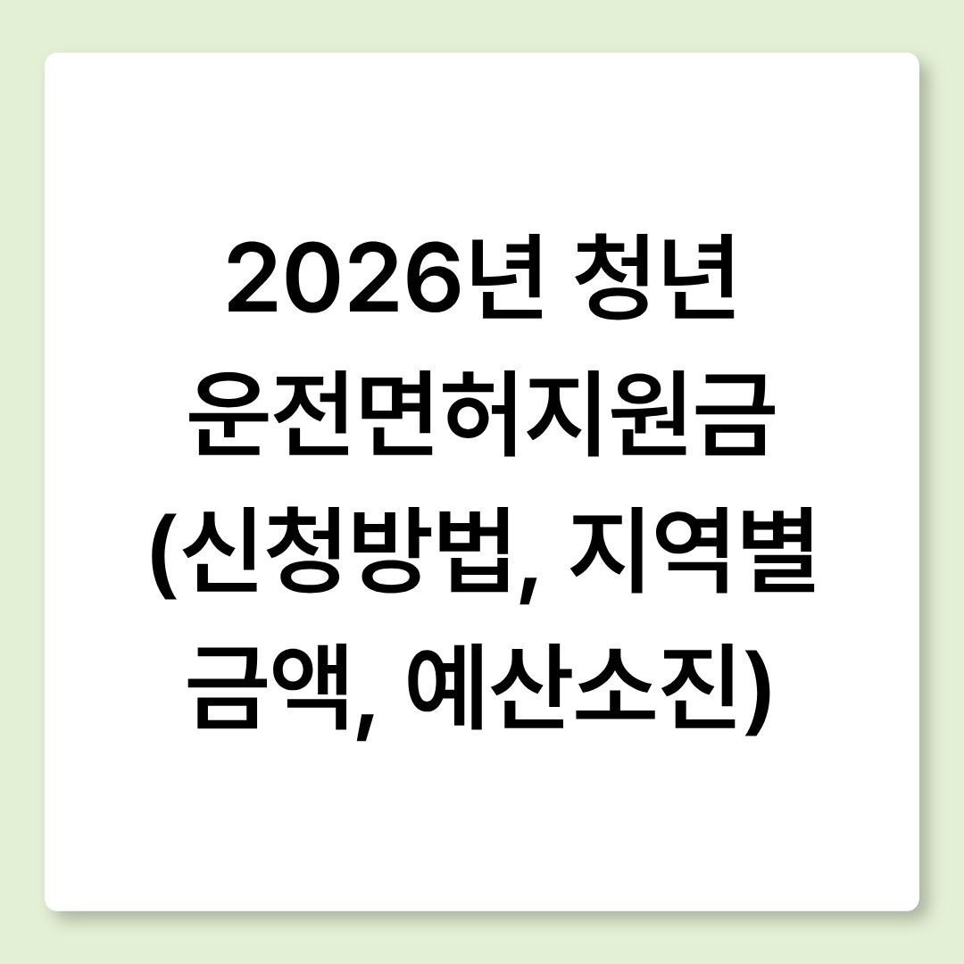 2026년 청년 운전면허지원금 (신청방법, 지역별 금액, 예산소진)