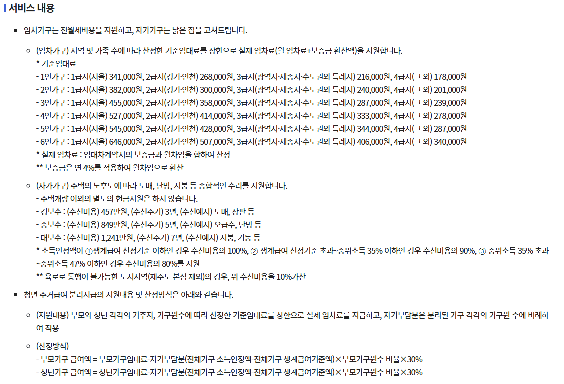 주거급여 신청 자격