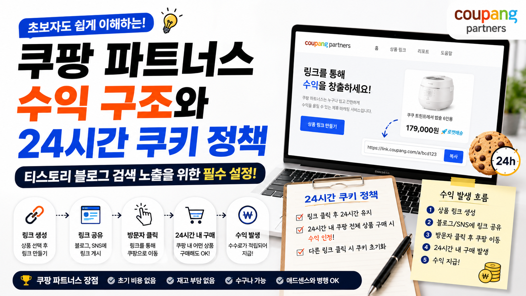 쿠팡 파트너스 수익 구조와 24시간 쿠키 정책 완벽 정리