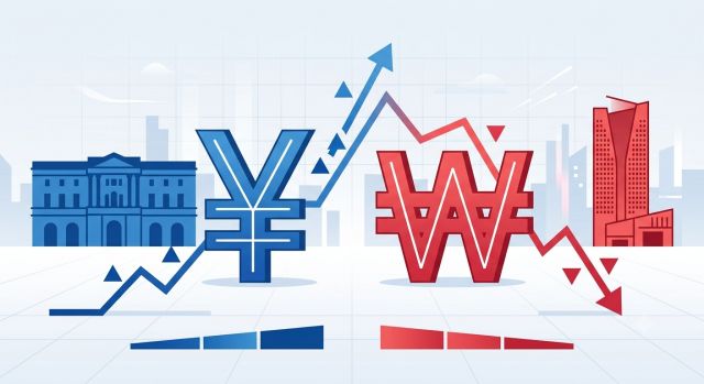 일본은행 기준금리 동결과 한국 환율·증시 영향을 나타낸 인포그래픽 이미지