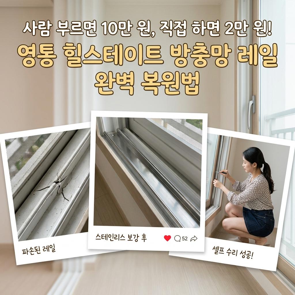 영통 힐스테이트 34평 방충망 레일 수리 셀프 교체로 10만 원 아끼기