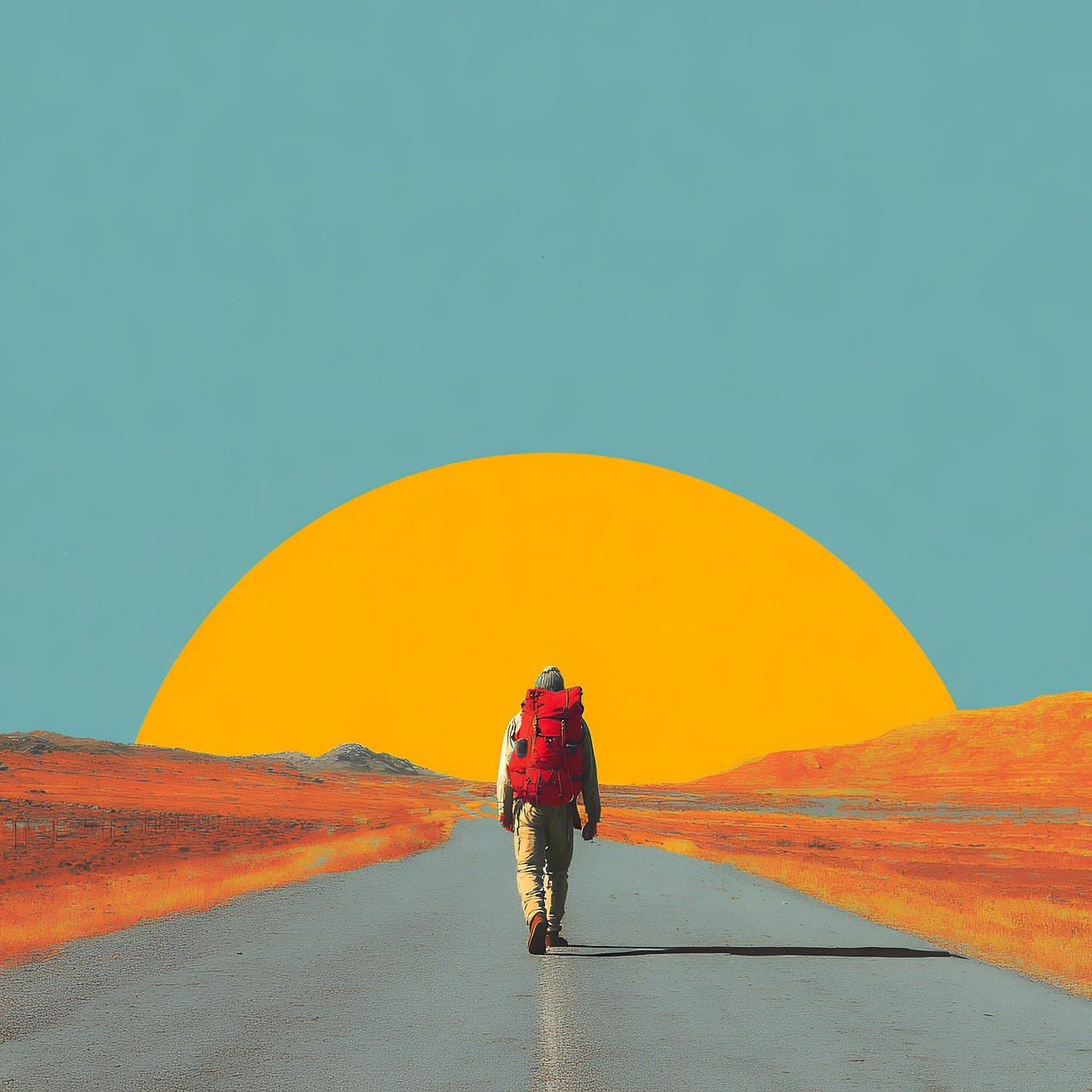 혼자 배낭여행을 즐기는 사람 사진