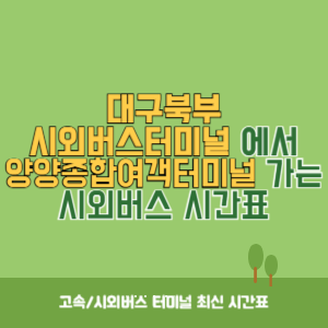 대구북부시외버스터미널에서 양양종합여객터미널 가는 시외버스 시간표 최신정보