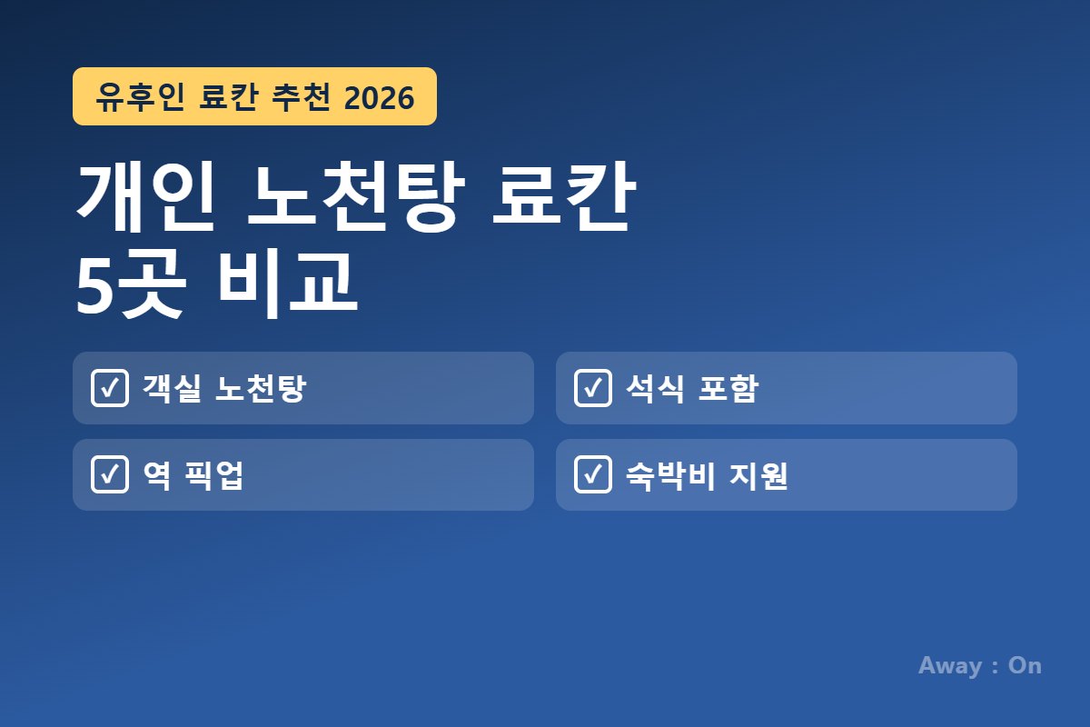 유후인 료칸 추천 2026 — 개인 노천탕 료칸 5곳 비교