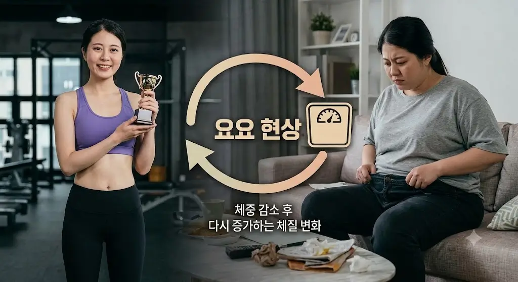 다이어트 성공후 다시 요요 현상온 여성