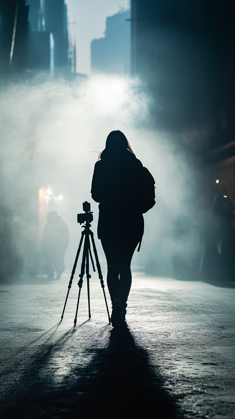 독립영화를 찍고 있는 여성의 사진