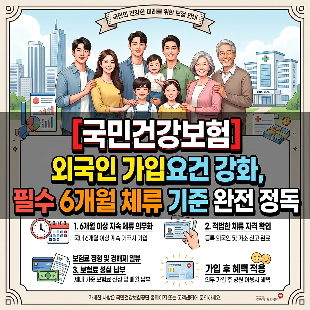 [국민건강보험] 외국인 건강보험 가입 요건 강화, 6개월 체류 필수 기준 총정리