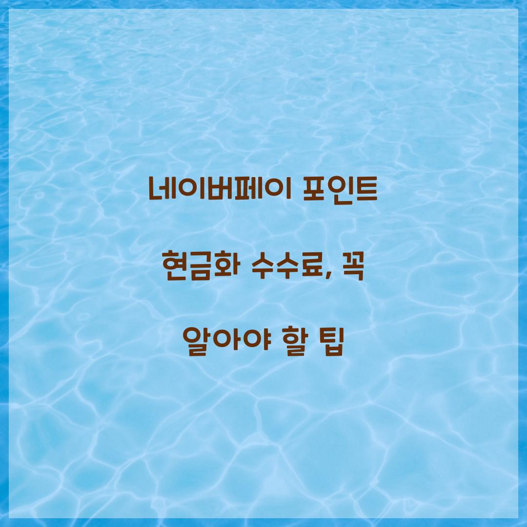 네이버페이 포인트 현금화 수수료